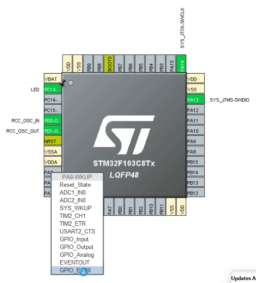 Configurando PA0 como GPIO EXTI0