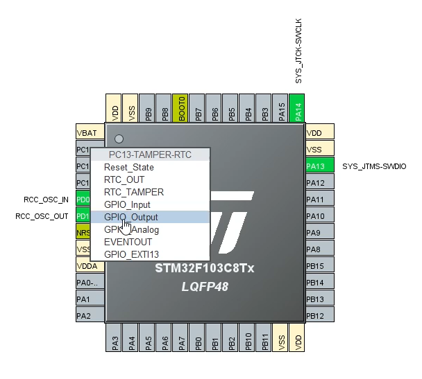 Configurando PC13 como GPIO Output