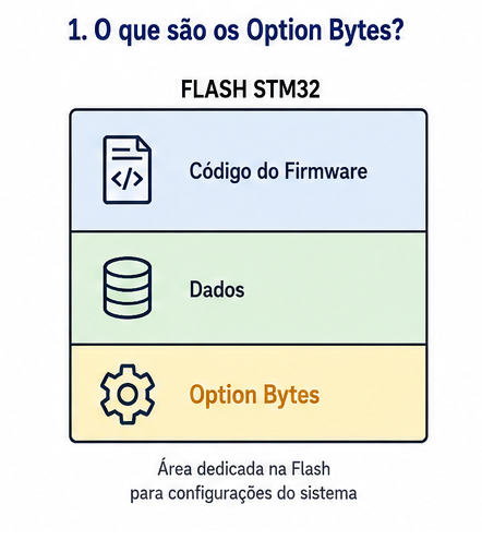 Organização simplificada da memória Flash destacando a área dos Option Bytes